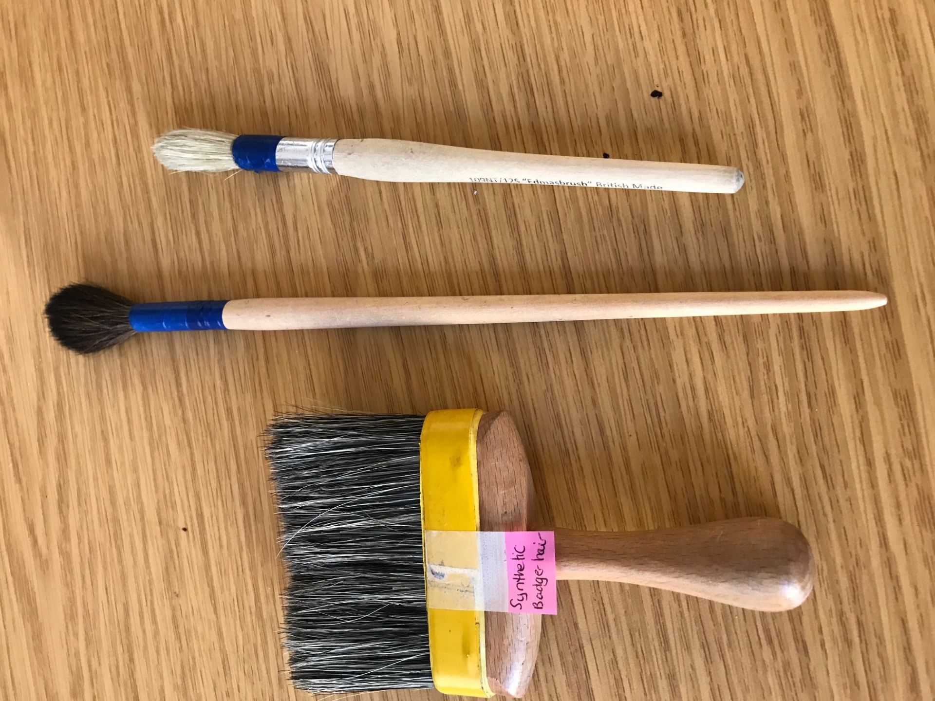 The various brushes used