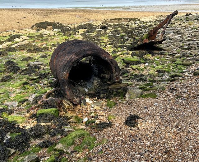 Remnants of the iron cables and the kite anchors for the Mulberry Harbours used in the D-Day landings.